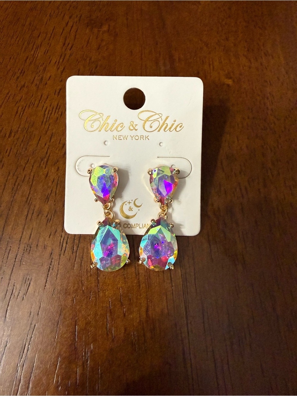Iridescent Teardrop Dangle Earrings - Multicolor